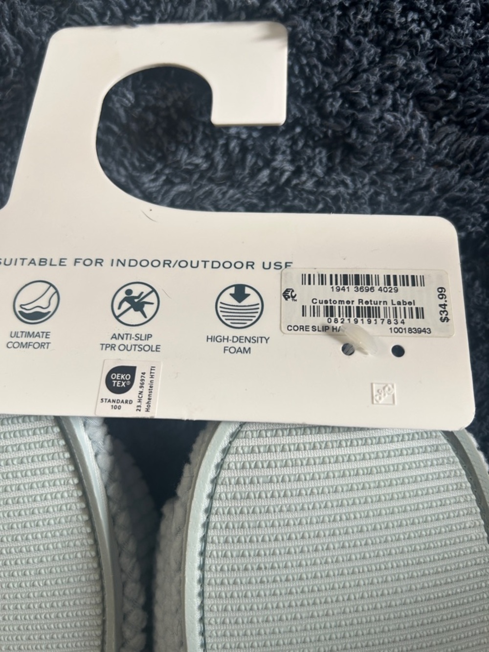 Charter Club Light Blue Waffle-Knit Bow Memory Foam Slide Slippers Size 7-8 NWT - Picture 3 of 3